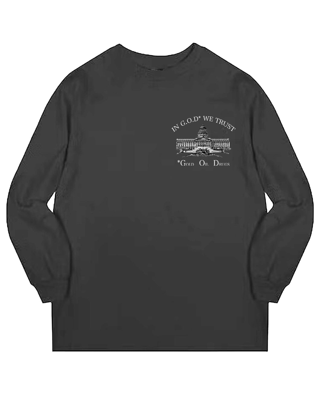 G.O.D* LONG SLEEVE T-SHIRT (CHARCOAL)