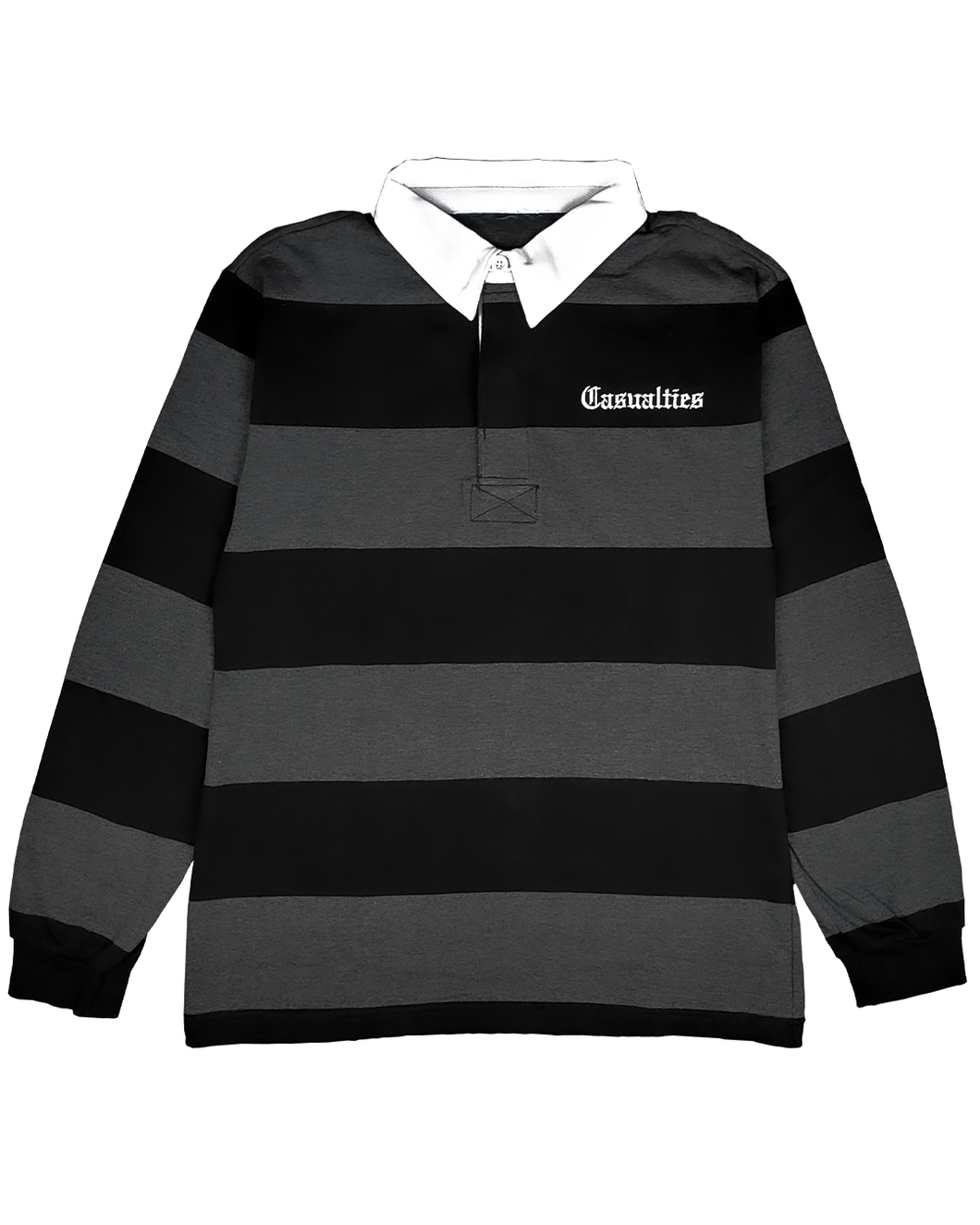 STRIPED RUGBY POLO (BLACK/GREY)